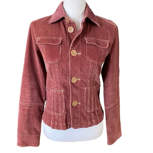 TULLE - Mauve Corduroy Jacket Shacket Y2K Wine - Picture 1 of 4